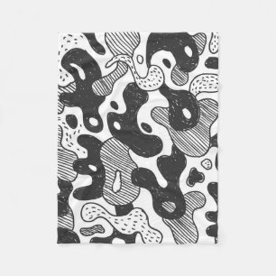 abstrakte Doodart Tarnung, schwarz Fleecedecke