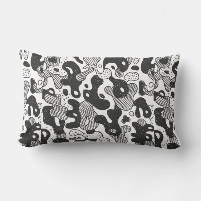 abstrakte Doodart Tarnung, schwarz Lendenkissen (Vorderseite)