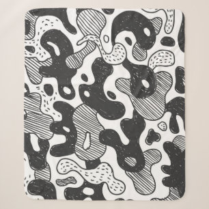 abstrakte Doodart Tarnung, schwarz Sherpadecke