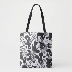 abstrakte Doodart Tarnung, schwarz Tasche