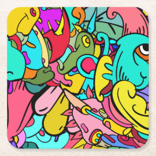 Abstrakte Doodle Art Rechteckiger Pappuntersetzer