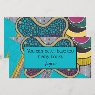 Abstrakte Doodle, helle Farben, Buchmarke Dankeskarte