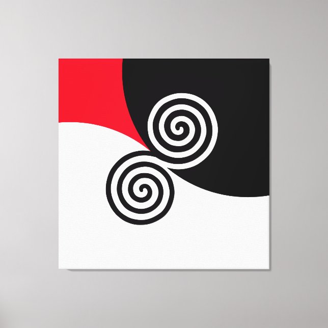 Abstrakte Doppelspirale auf Schwarz/Weiß Leinwanddruck (Vorderseite)