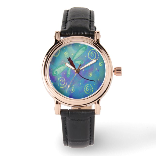 Abstrakte Dragonfly Kunst Armbanduhr (Vorderseite)