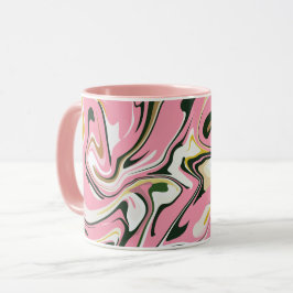 Abstrakte Drehkunst mit rosa, weiß und schwarz Tasse