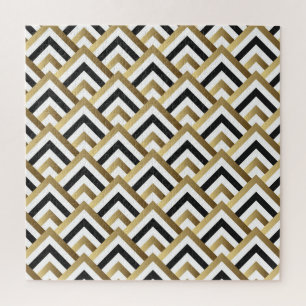 Abstrakte Dreiecke: Gold Black Seamless