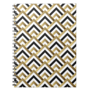 Abstrakte Dreiecke: Gold Black Seamless Notizblock