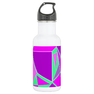 Abstrakte Dreiecke lila und grün Trinkflasche