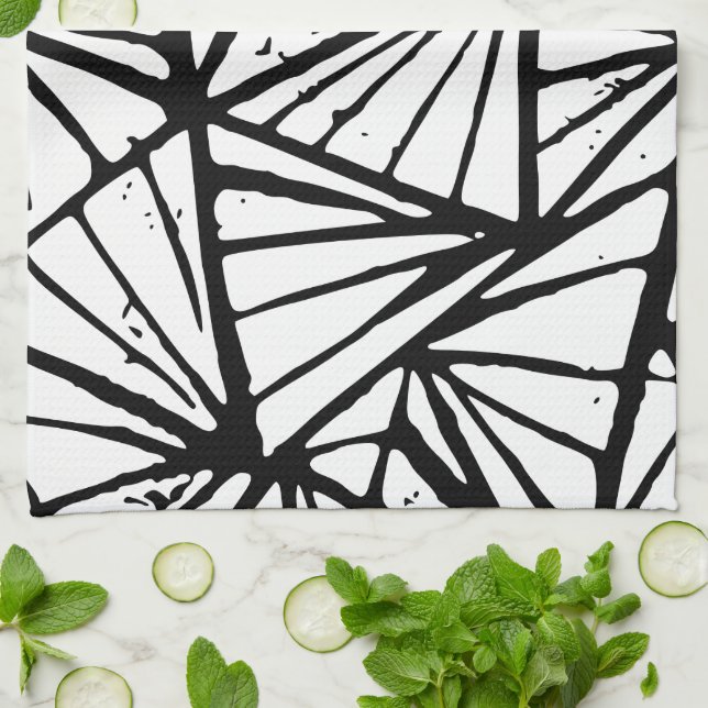 Abstrakte Dreiecke Lino Print Kitchen Handtücher (Gefaltet)