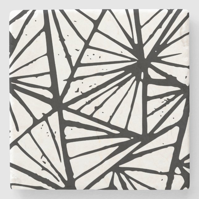 Abstrakte Dreiecke Lino Print Stone Untersetzer (Vorderseite)