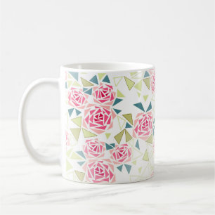 Abstrakte Dreiecke Rose Mosaikdruck Kaffeetasse