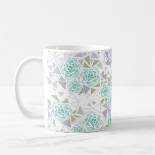 Abstrakte Dreiecke Rosen modernes Mosaikdruck Kaffeetasse