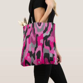 Abstrakte Druckfarben in Rosa und Schwarz Tasche