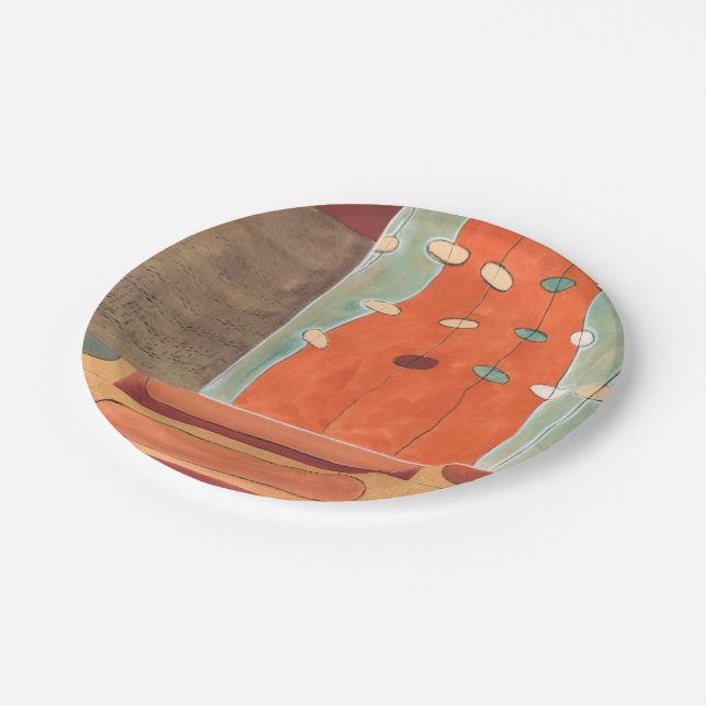 Abstrakte Eierparade von Erica J. Vess Pappteller (Schrägansicht)