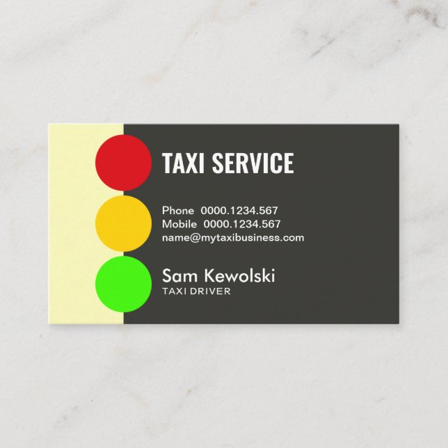 Abstrakte einfache Verkehrsampel Signaltaxi Visitenkarte (Vorderseite)