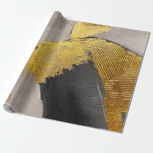 Abstrakte einfarbige Farben mit goldenen Pinselstr Geschenkpapier