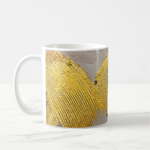 Abstrakte einfarbige Farben mit goldenen Pinselstr Kaffeetasse