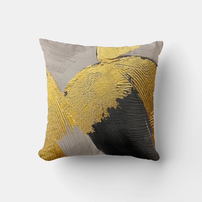 Abstrakte einfarbige Farben mit goldenen Pinselstr Kissen (Vorderseite)