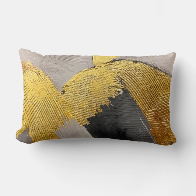 Abstrakte einfarbige Farben mit goldenen Pinselstr Lendenkissen (Vorderseite)