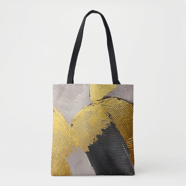 Abstrakte einfarbige Farben mit goldenen Pinselstr Tasche (Vorderseite)