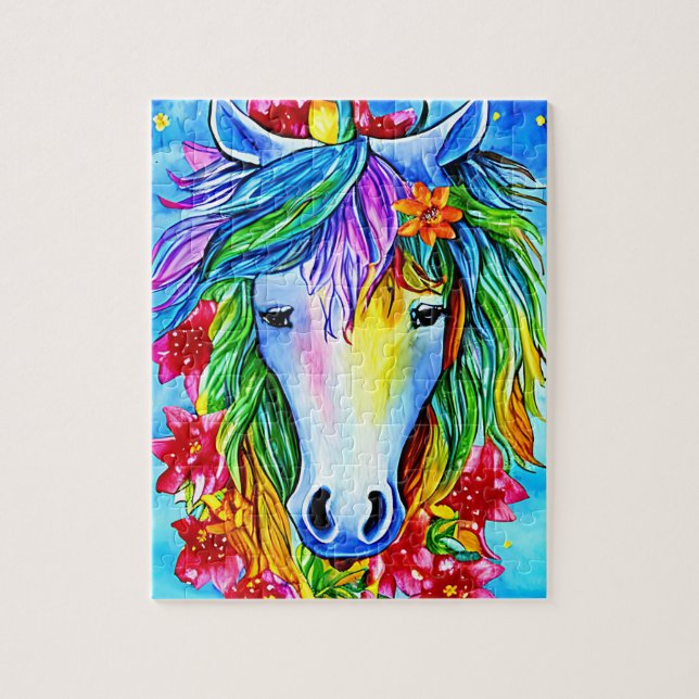 Abstrakte Einhorn-Blume Aquarell Kunst, Dichtung (Vertikal)