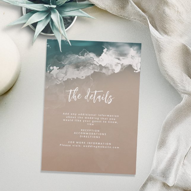 Abstrakte Einzelheiten zur Hochzeit am Ozean Begleitkarte (Abstract moody ocean beach wedding details enclosure card)