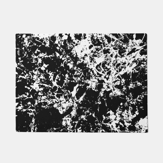 Abstrakte Eisbildung in Schwarz und Weiß Fußmatte (Vorderseite)