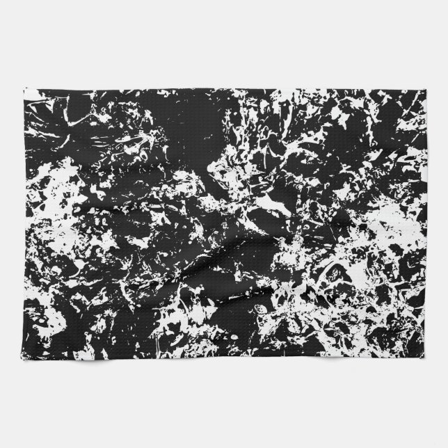 Abstrakte Eisbildung in Schwarz und Weiß Geschirrtuch (Horizontal)