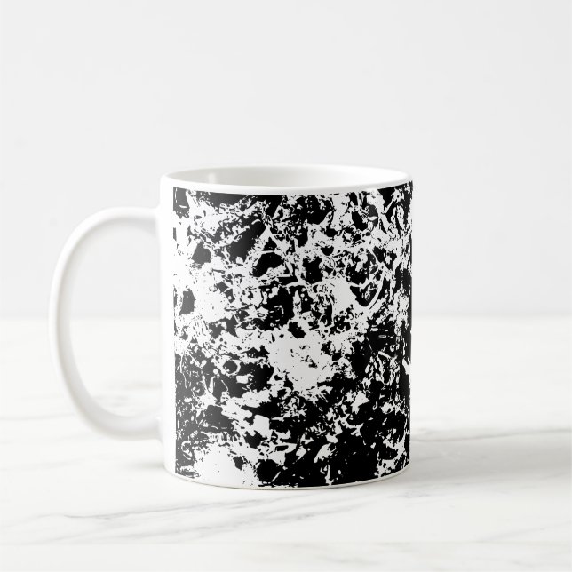 Abstrakte Eisbildung in Schwarz und Weiß Kaffeetasse (Links)