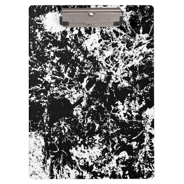Abstrakte Eisbildung in Schwarz und Weiß Klemmbrett (Vorderseite)