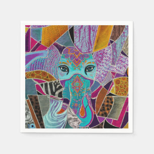 Abstrakte Elefantencollage - gemischte Texturen Serviette