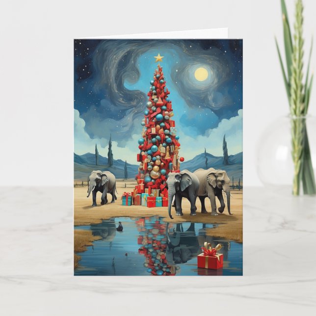Abstrakte Elefantenweihnachtskarte | Moderner Urla Karte (Vorderseite)