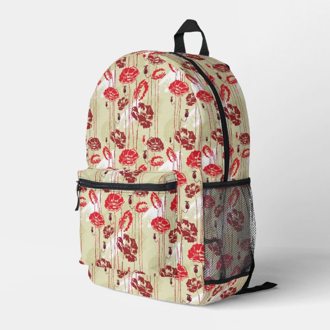 Abstrakte Elegance Blumenmuster Bedruckter Rucksack (Rückseitige Ecke Rechts)