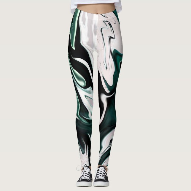 Abstrakte, elegante Fließstruktur aus flüssigem Ma Leggings (Vorderseite)