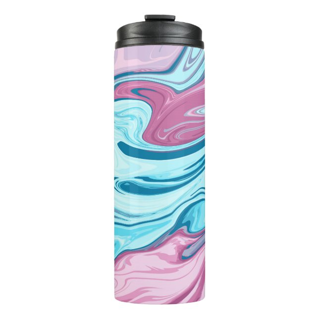 Abstrakte, elegante Fließstruktur aus flüssigem Ma Thermosbecher (Vorderseite)