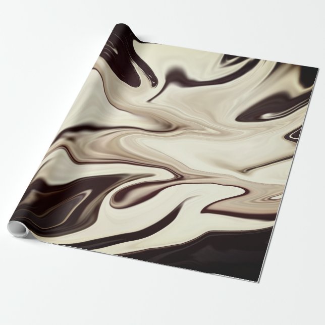 Abstrakte, elegante Retrofarben, digitale Fließtex Geschenkpapier (Ungerollt)