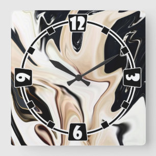 Abstrakte, elegante Retrofarben, digitale Fließtex Quadratische Wanduhr