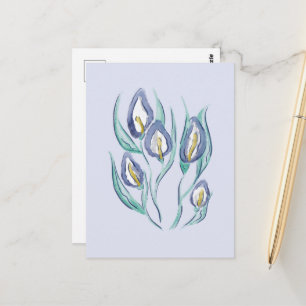 Abstrakte Eleganz: Aquarell-Lila-Kalla-Lilien Postkarte