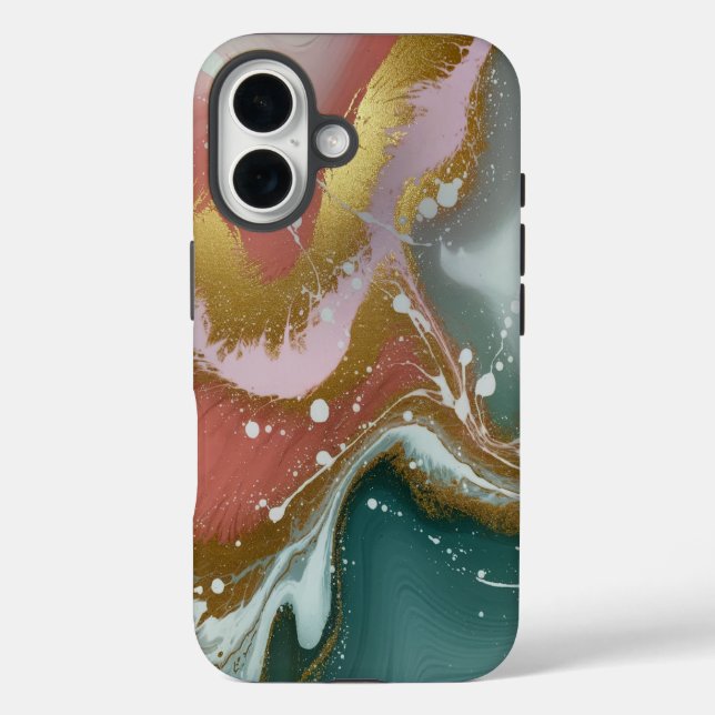 Abstrakte Eleganz mit wirbelnden Mustern und fließ iPhone 16 Hülle (Rückseite)