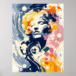 Abstrakte Eleganz - wirbelnde Farben und Bewegung Poster