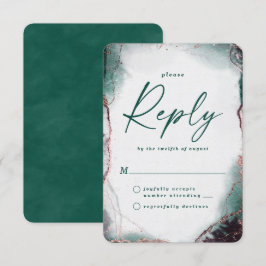 Abstrakte Emerald Green Wedding RSVP Antwortkarte
