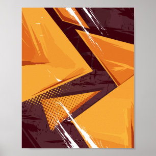Abstrakte Energie in Orange-Dreiecken und Dunkelbr Poster