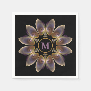 Abstrakte Engel Flügel Mandala Fraktal Monogramm Serviette