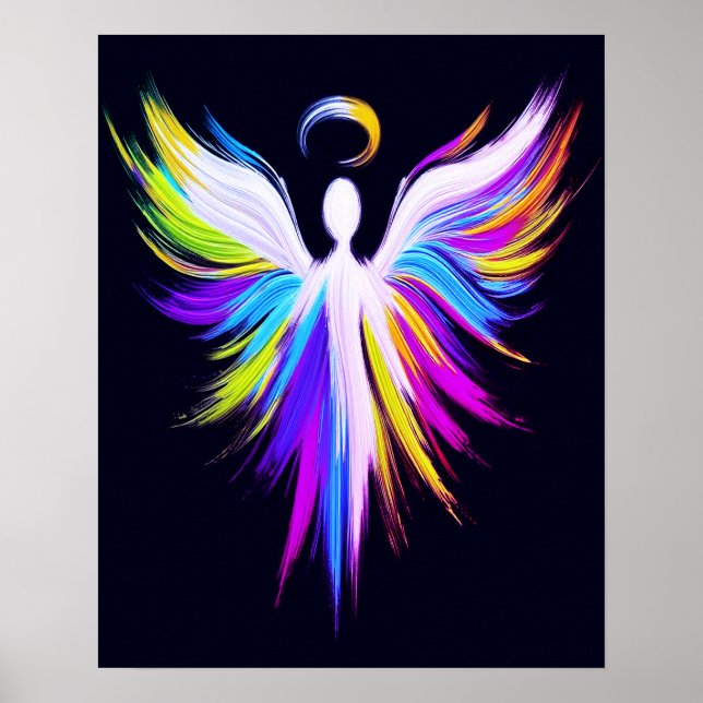 Abstrakte Engelsflügel mit Heiligenschein  Poster (Vorne)