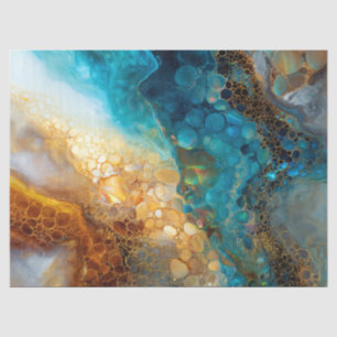 Abstrakte Entsprechung von Blue und Gold Fluid Art Seidenpapier