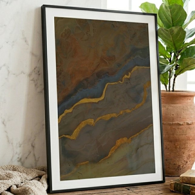 Abstrakte Erdtöne-Geode-Marmor Poster (Earthy geode print for grandfather housewarming poster)