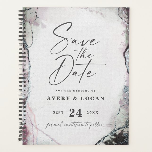 Abstrakte Ethereal Mauve Lilac Lila Hochzeitspläne Planer (Vorderseite)