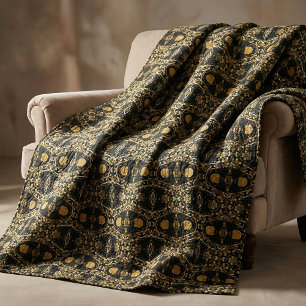 Abstrakte Ethnic Luxury Arabesque Gold und Black Stoff
