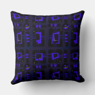 Abstrakte Ethnic Matrix - Black Indigo Blue Green Kissen