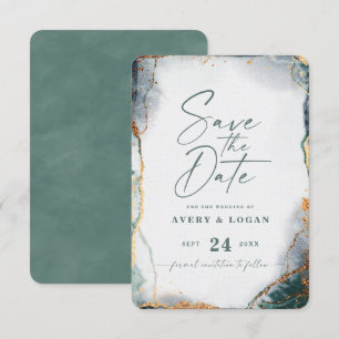 Abstrakte Eukalyptus Grüne Hochzeit Save The Date